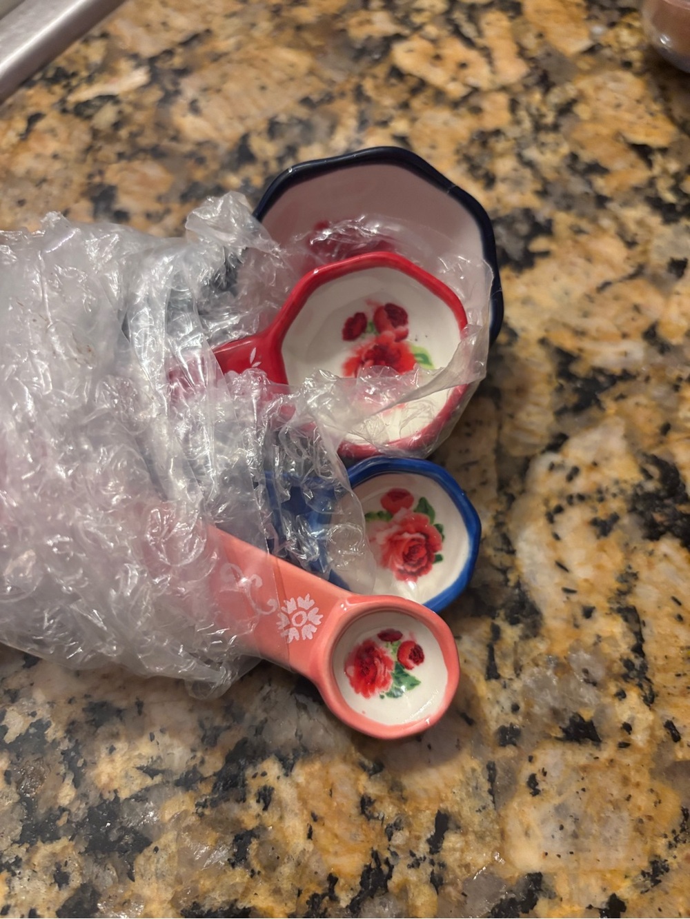 Pioneer Woman Floral Ceramic Nesting Measuring Spoons - Pink, Red, Blue